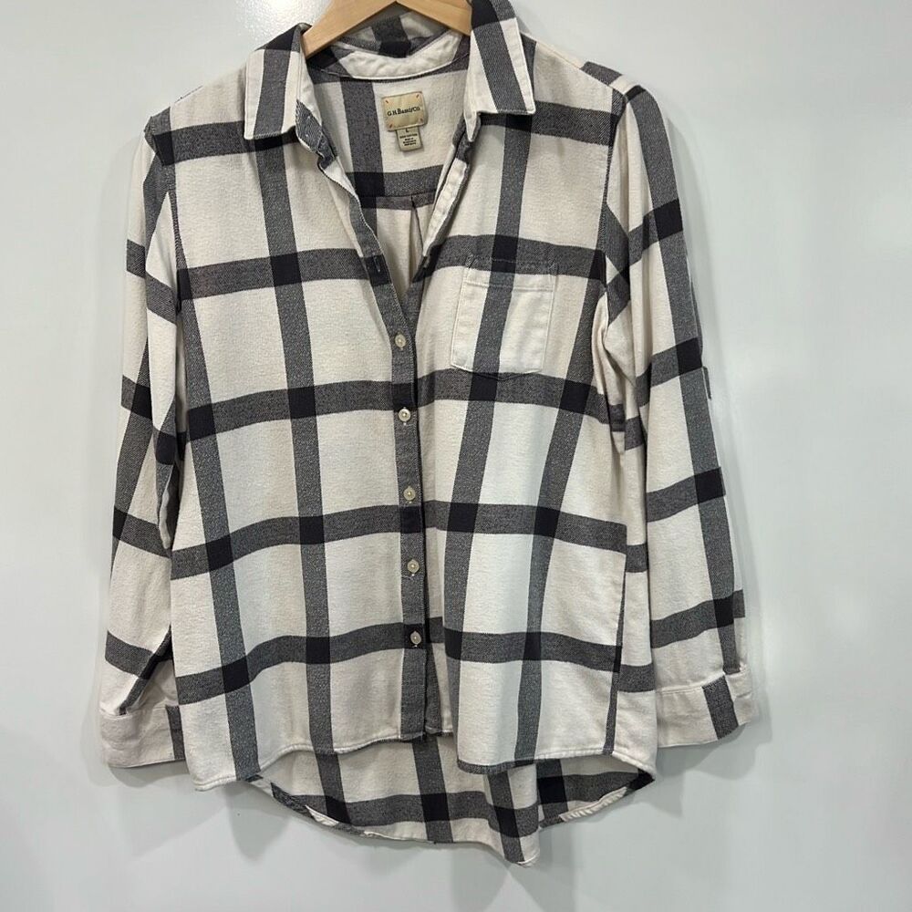 GH Bass Plaid Flannel Button Down Shirt Large